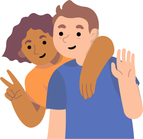 Deux amis bras dessus, bras dessous